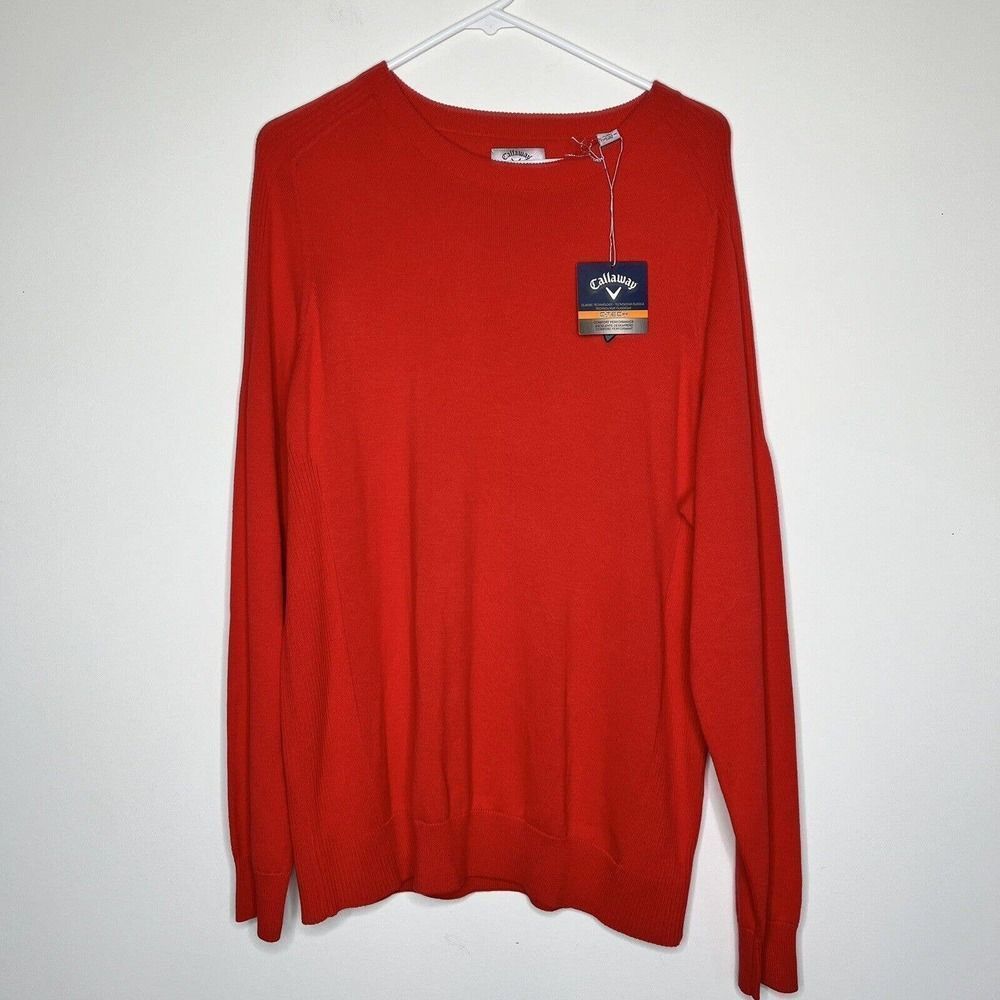 Callaway C-Tech Crewneck Sweater Knit Pullover Golf Casual Red Mens‎ Large NWT